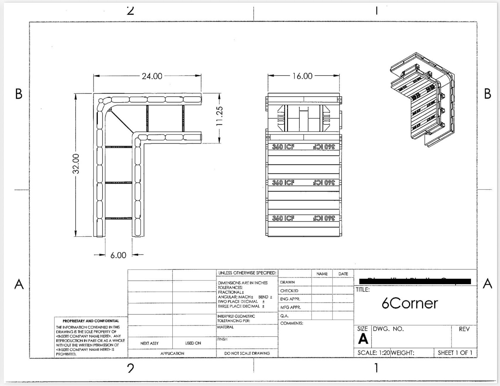 360 ICF Block 360 6-inch 90° Corner