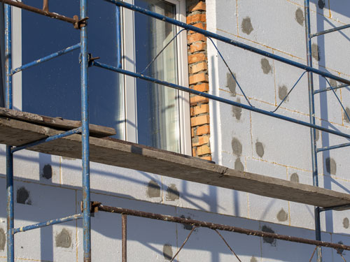 SuperForm rigid insulation installed on an exterior wall