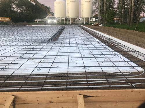 SuperForm rigid insulation installed under a reinforced slab