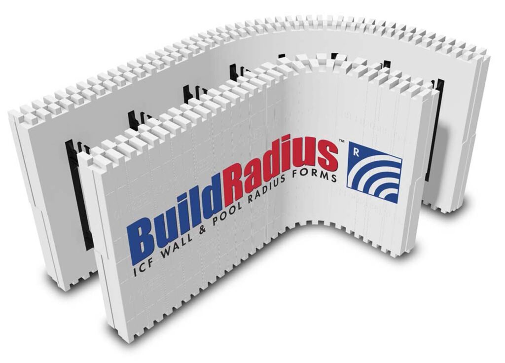 BuildRadius manufacturer rendering of curved ICF wall forms